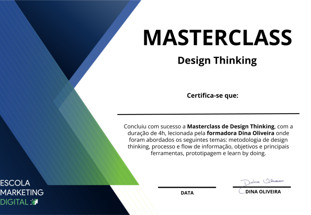 Certificado masterclass design thinking