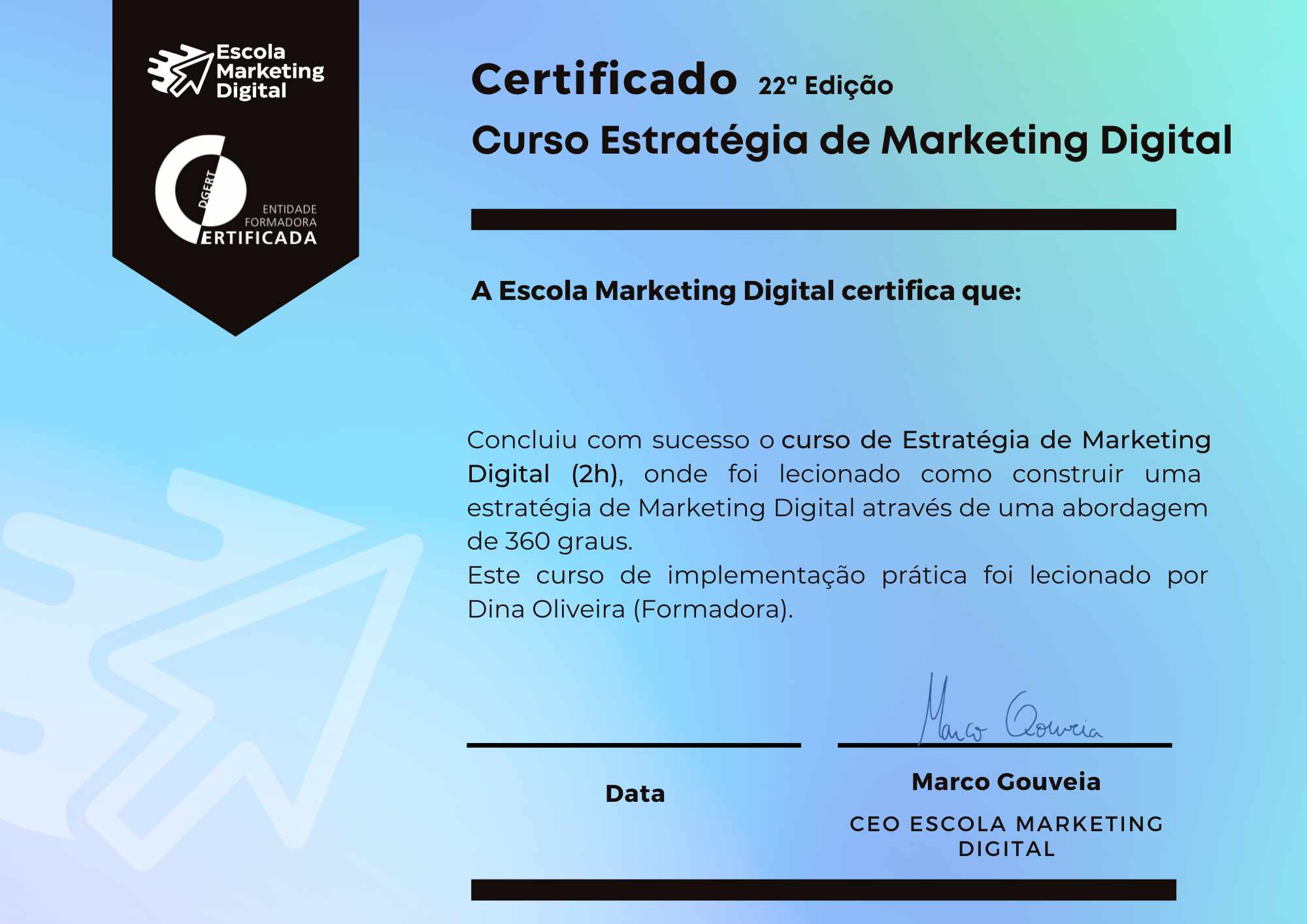 Certificado de participacao Estrategia Marketing Digital 22 edicao