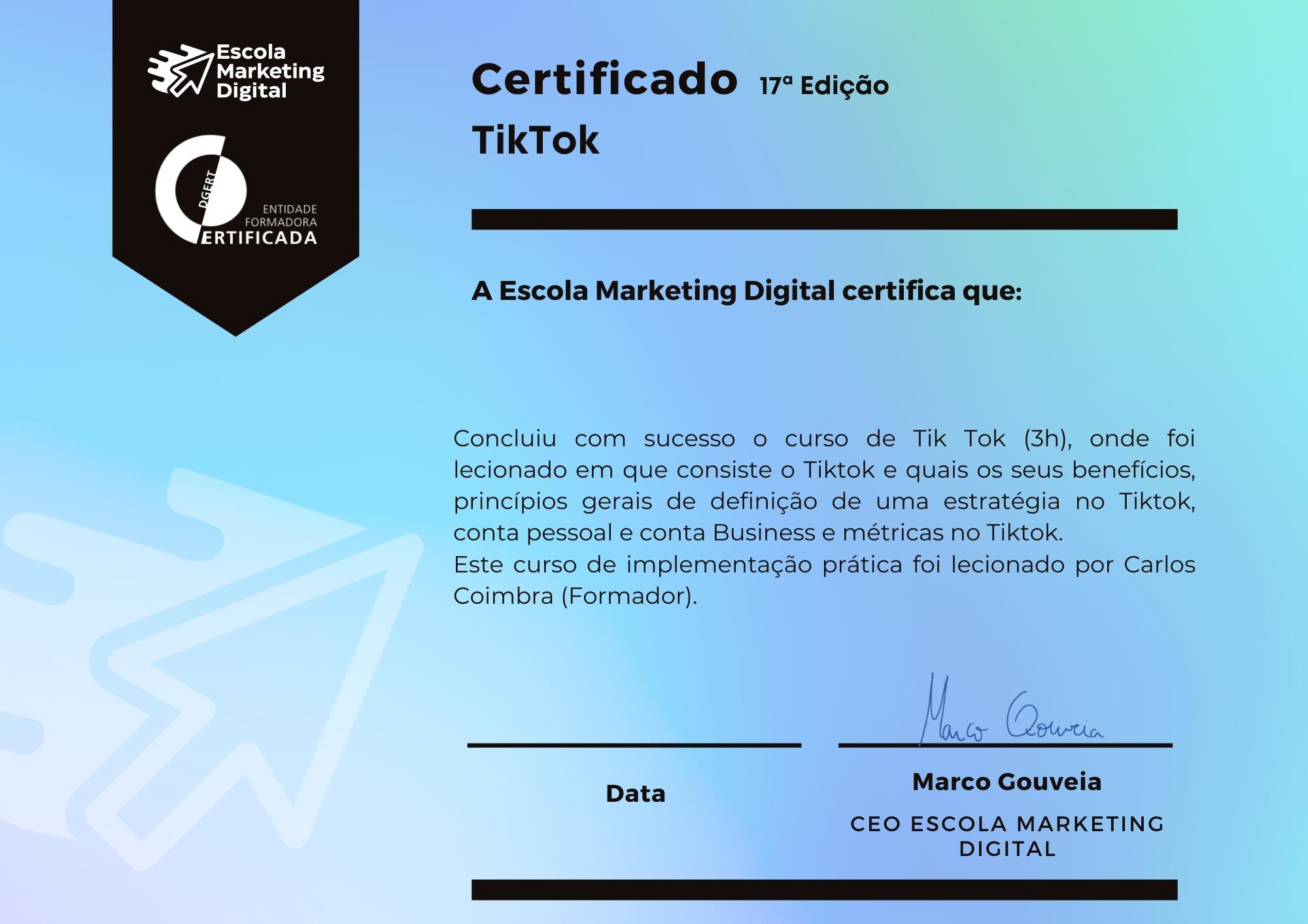 certificado tik tok 17 edicao escola marketing digital