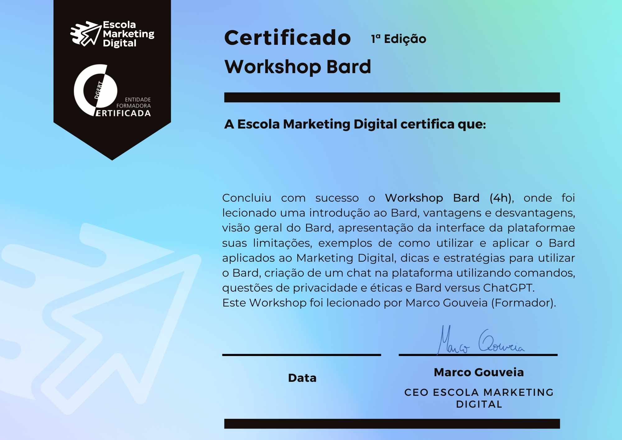 certificado workshop brad