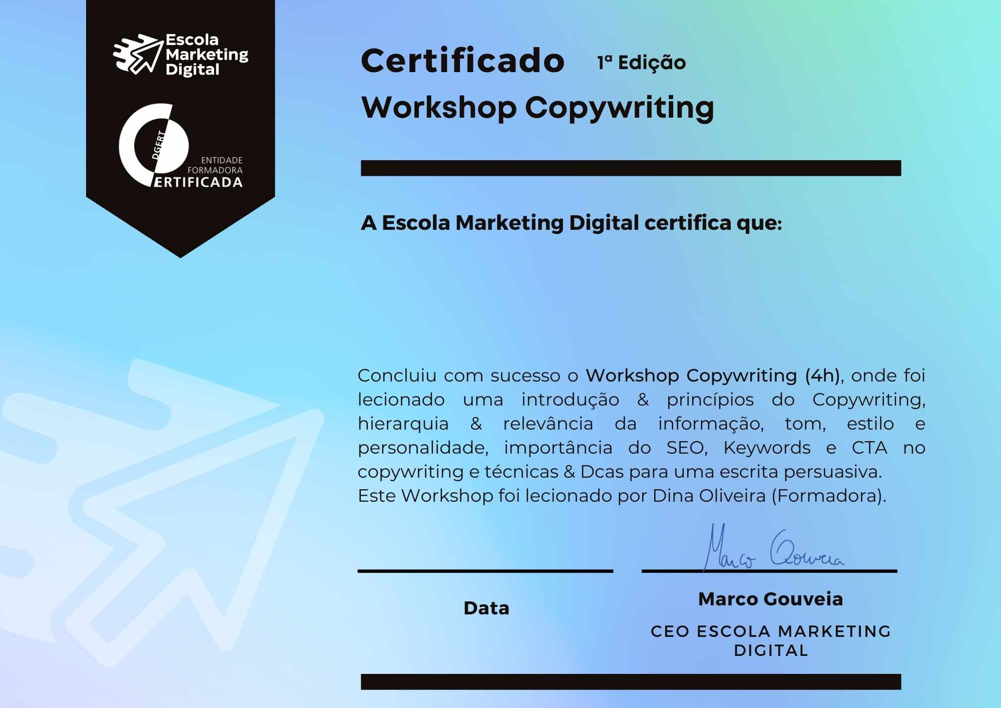 certificado workshop copywriting