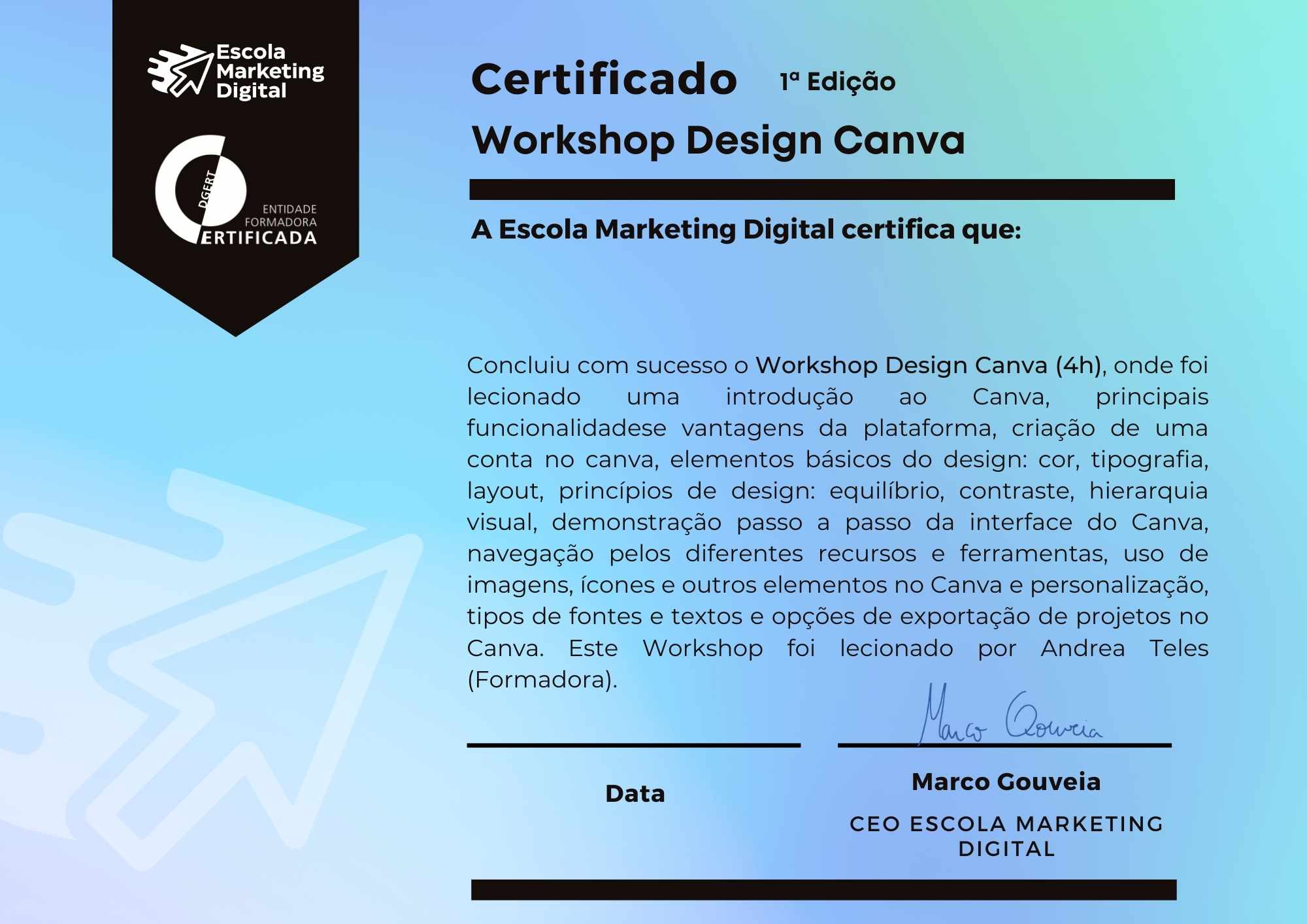 certificado workshop design canva